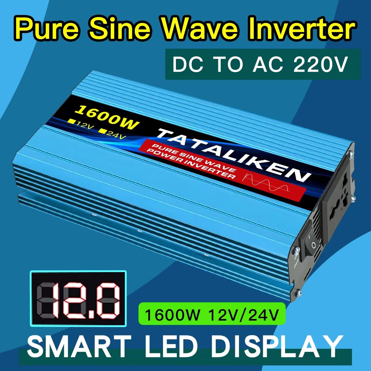 pure sine wave inverter 12V to 220V 1600W 2500W 3500W 4500W DC to AC voltage converter 12 220 mini-car power supply