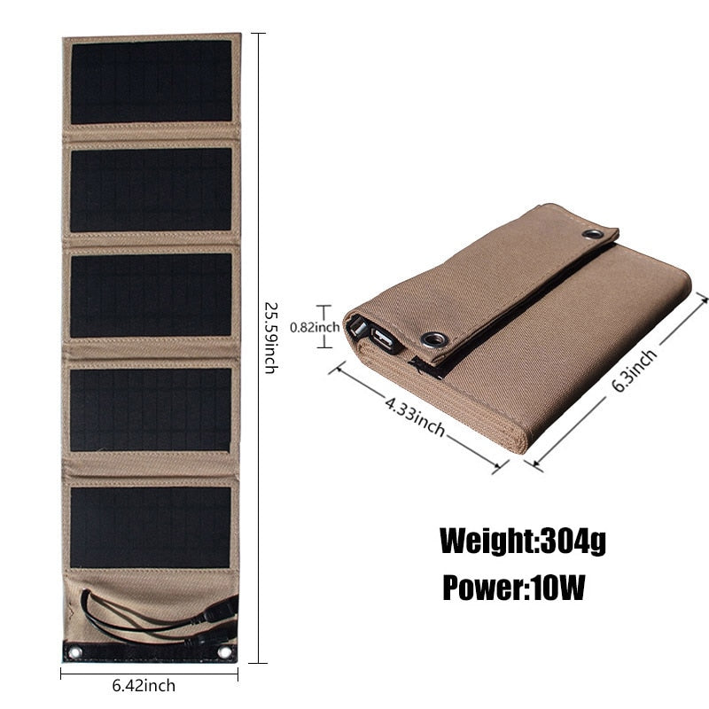 Outdoor Wandern Angeln Solarpanel 5V 10W 7W Wasserdichtes USB-Ladegerät Tragbare Powerbank Für Touristenzellen Telefon Camping