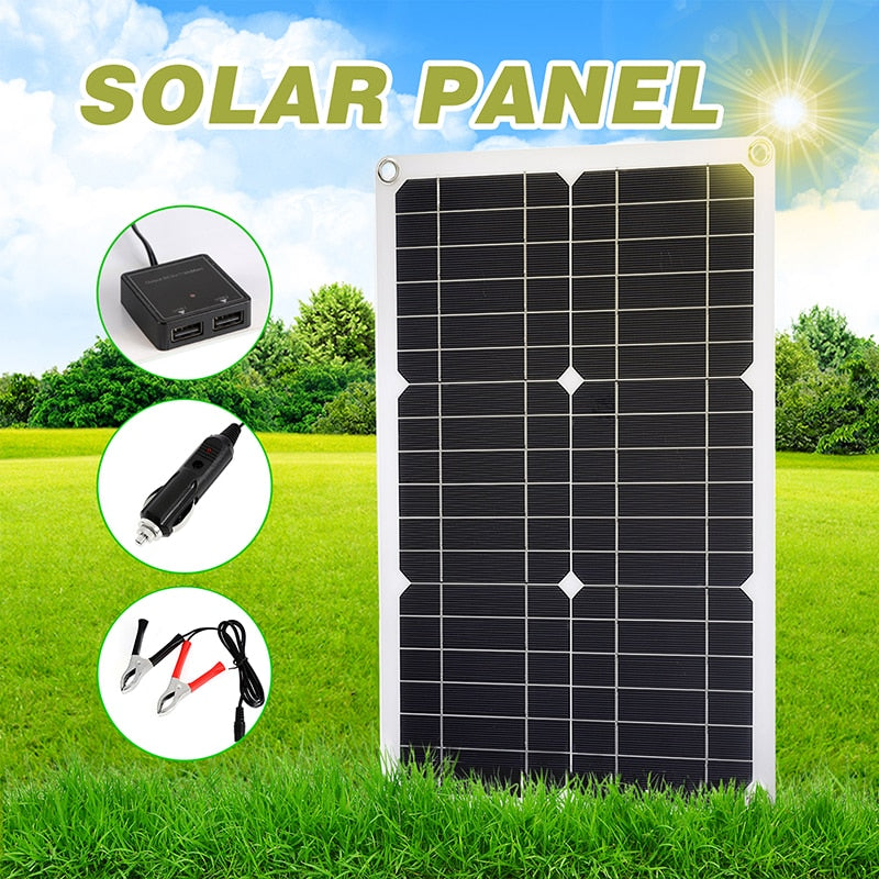 Kit de panneau solaire professionnel 100W 12V Port USB simple/double Module monocristallin hors réseau avec contrôleur de Charge solaire 30A