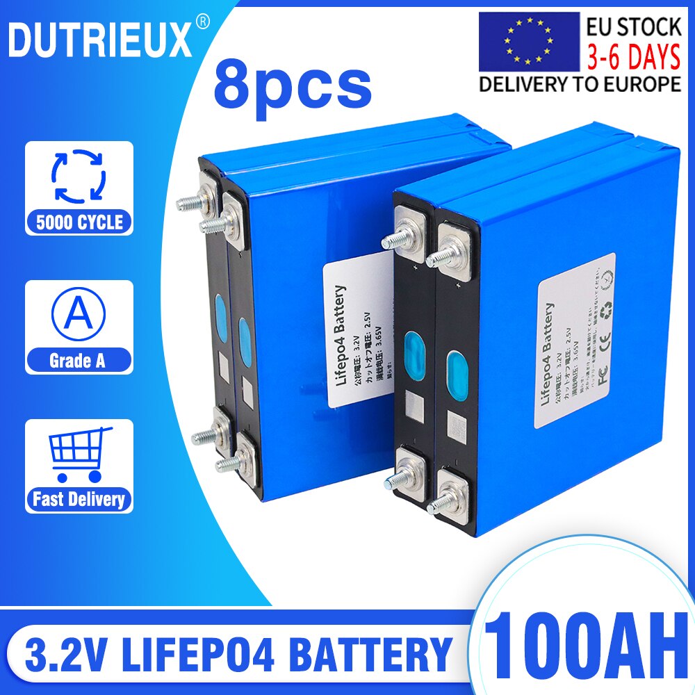 4/8pcs 3.2V 240Ah 200Ah 150Ah 100Ah LiFePO4 Lithium Iron Phosphate Battery Pack For 12V Solar Storage Cells EU 7 Days Delivery