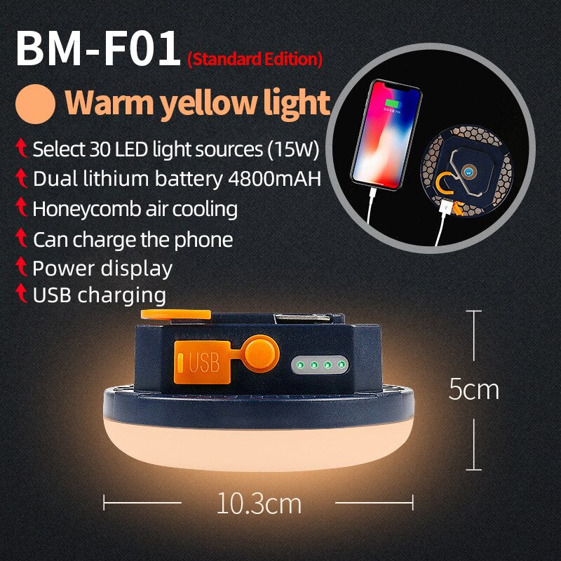 Rechargeable LED Camping Lantern Portable Magnet Strong Light Zoom Hanging Tent Bulb Flashlight Travel Outdoor Work Repair Lamp