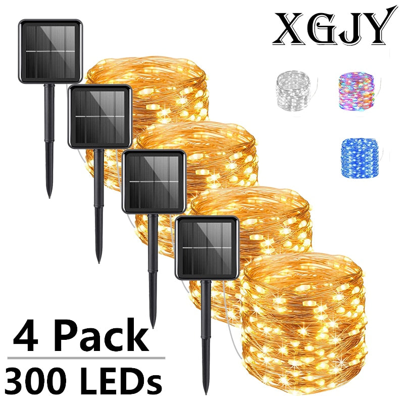 4 Pack Led Solar Fairy Light Outdoor 22/32M Festoon Led Waterproof Garland String Lights Christmas Party Garden Solar Lamp Decor