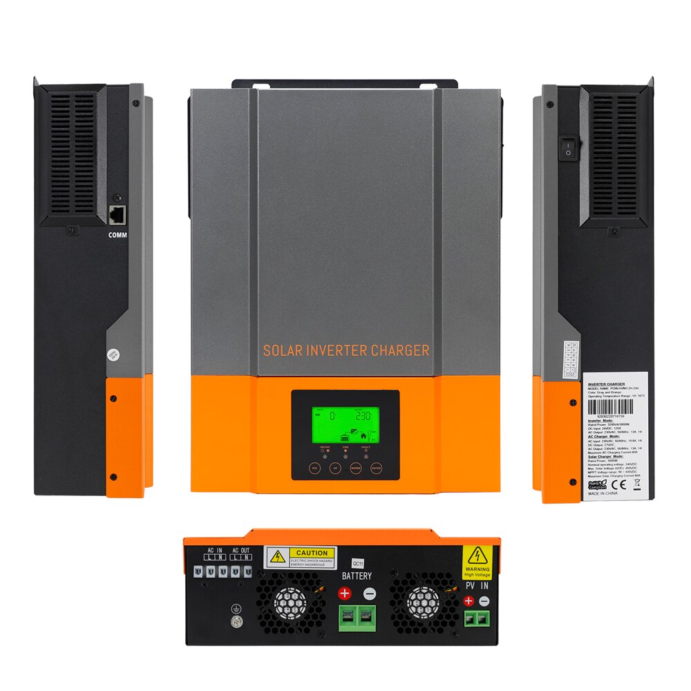 PowMr 1.5KW 2.4KW 3.2KW Hybrid Solar Inverter Charging 80A 12V/24V to 230V Photovoltaic Inversor & MPPT Solar Charge Controller