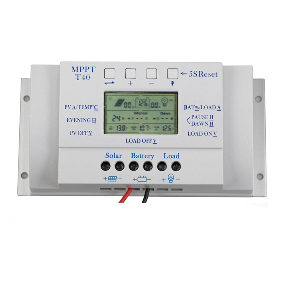 T40 Solar Charger Regulator Fit for Street Light System with 12V 24V Auto LCD Display Controller with Load Dual Timer Control
