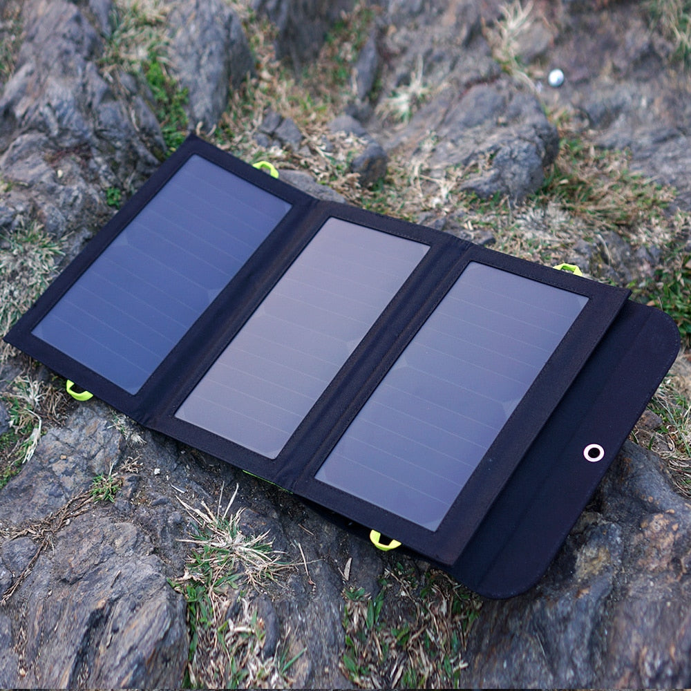ALLPOWERS 2USB Ports 21W Solar Charger, Portable Solar Panel,Outdoor emergency backup power for Camping iPhone GoPro iPad Huawei