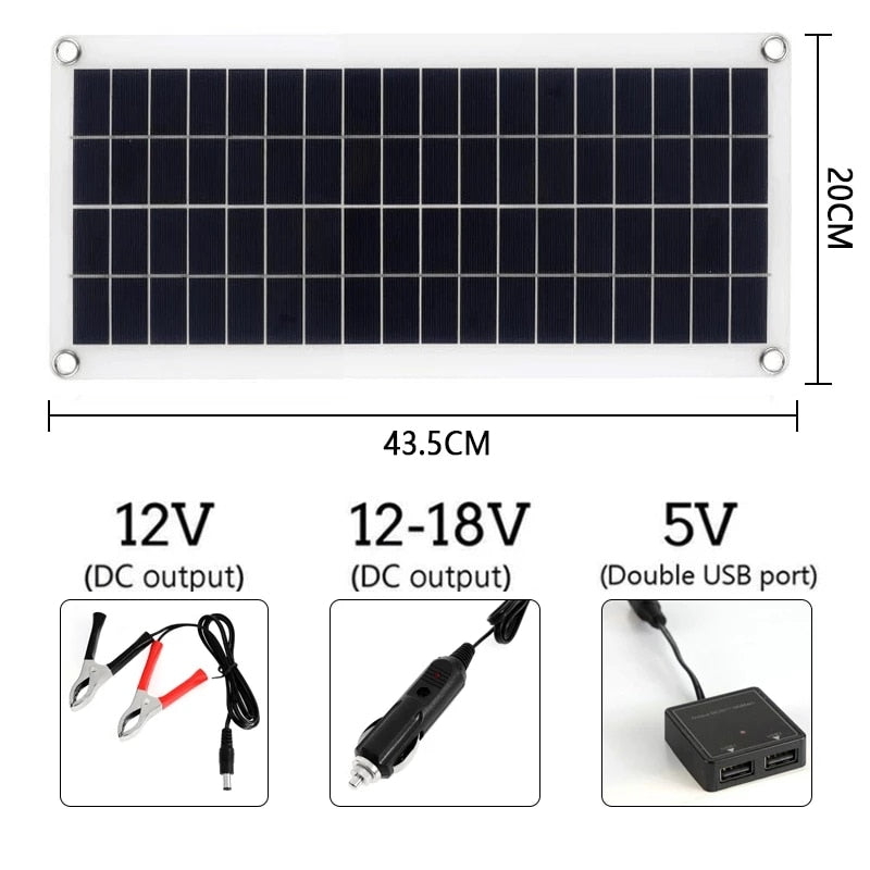 150W 300W Solar Panel, 2 43.5CM 12V 12-18V 5V (DC output