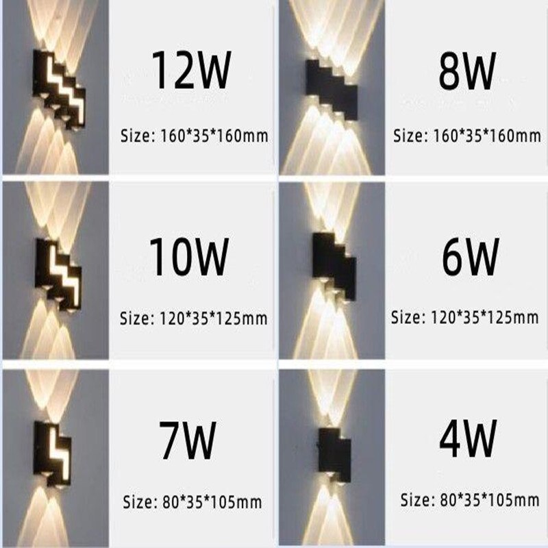 Außenwandleuchte aus Aluminium, IP65, wasserdicht, LED-Beleuchtung, Auf- und Ablicht, Hofgarten, Villa, Wandleuchte, Doppelkopf, 90–260 V