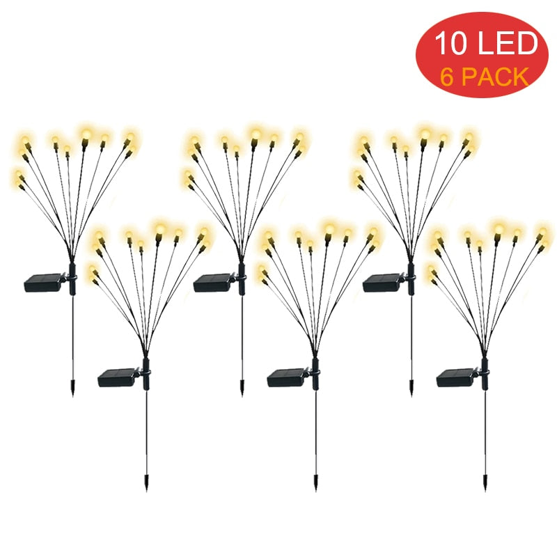 8Pack Solar Firefly Lights 10LED Solar Garden Lights Outdoor Waterproof Swaying Solar Garden Decorative Lights