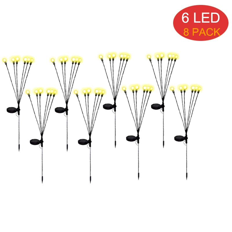 8Pack Solar Firefly Lights 10LED Solar Garden Lights Outdoor Waterproof Swaying Solar Garden Decorative Lights