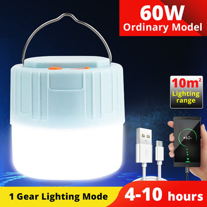 Solar LED Camping Light Waterproof Rechargeable Tent Lamp Portable Lanterns Emergency Lights Market Lamp Energy Saving Bulb