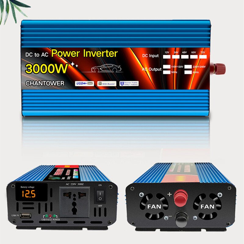 Inversor de onda sinusoidal modificada, inversor Solar de 12v, 220v, 1000W, 2000W, 3000W, 4000W, transformador de voltaje, convertidor de potencia de 12v, inversor de coche