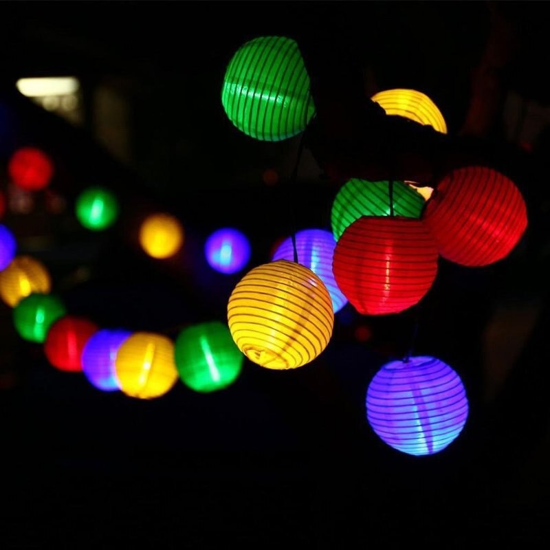 Solar Garland Lantern Festoon Fairy Led Light String Outdoor Lighting Chain Lamps Holiday Christmas Garden Terrace Decoration