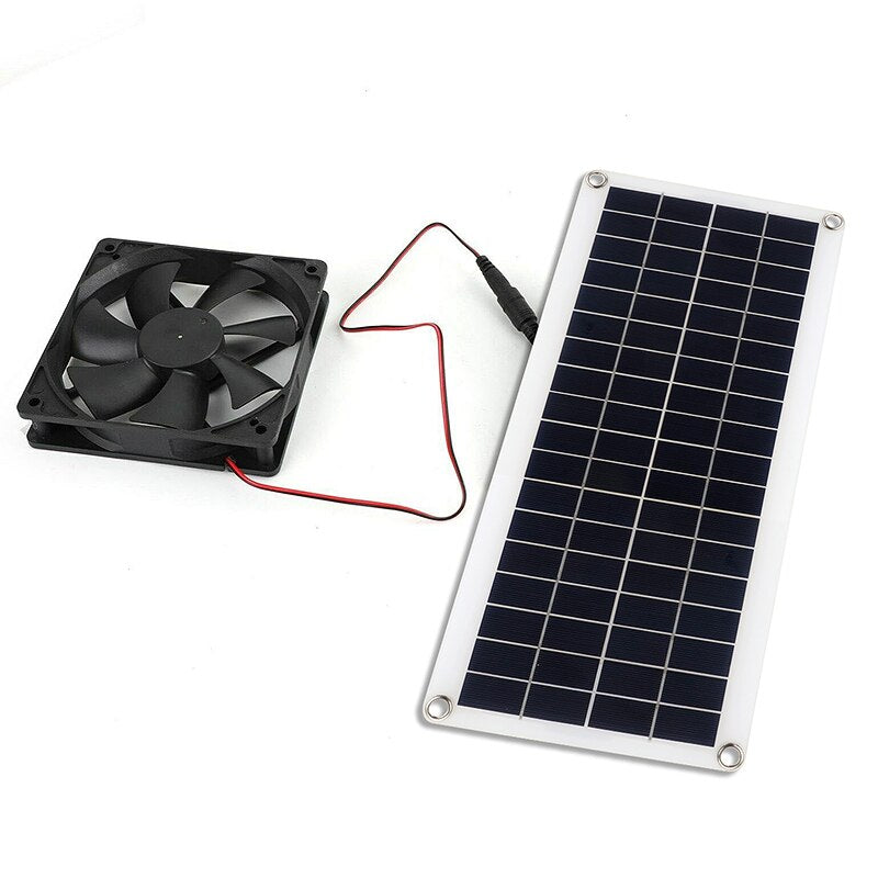 Solar Panel Fan Set 12V 30W Mini Solar Cell DIY Plate Kit Outdoor for Summer Greenhouse Dog Pet Home Ventilation Equipment