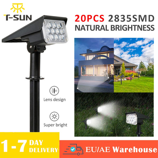 T-SUN 1pc/2pc/4pcs Adjustable Solar Spotlight Solar Garden Light IP65 Super Bright Landscape Wall Light Outdoor Light Solar Lamp