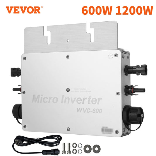 VEVOR 600W 1200W Solar Grid Tie Micro Inverter MPPT DC 22-50V to AC 220V/110V Waterproof IP65 Converter for Household Appliances