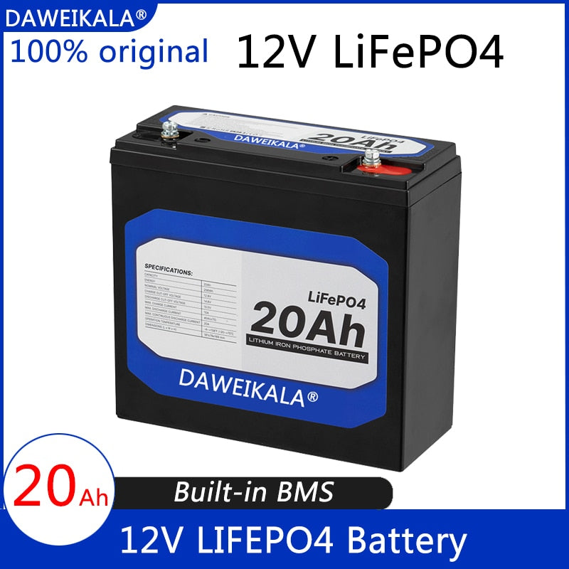 New 12V 20Ah LiFePo4 Battery Lithium Iron Phosphate 12V 24V LiFePo4 Rechargeable Battery for Kid Scooters Boat Motor No Tax