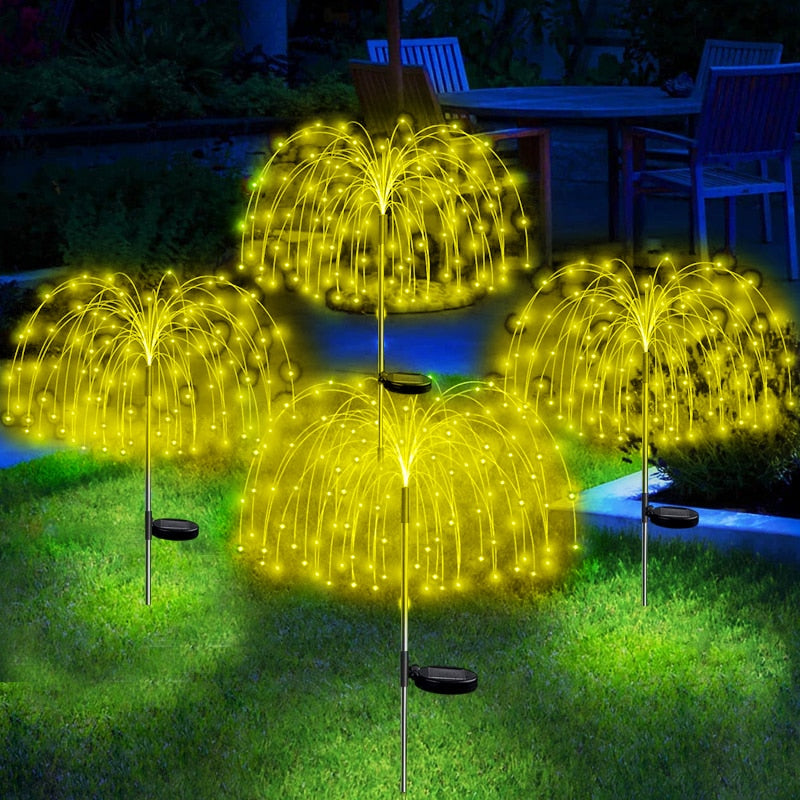 LED Solar Power Lights Firework Garden Decoration Fairy Lights Waterproof Outdoor Dandelion Lawn Lamp For Patio Path