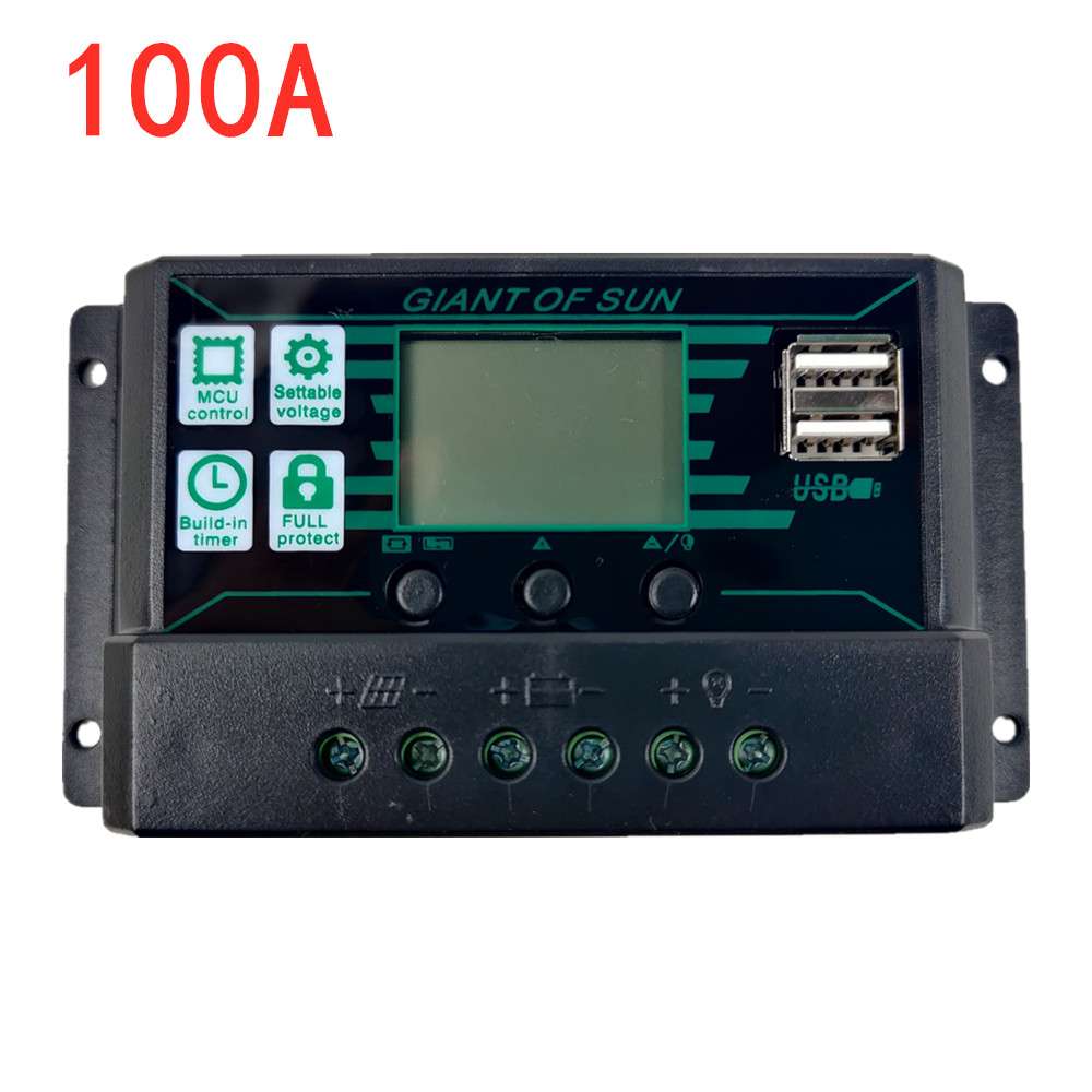 MPPT/PWM Solar Charge Controller 100A/50A/40A/30A/20A/10A 12V 24V Solar Panel Battery Regulator With 2 USB Ports LCD Display