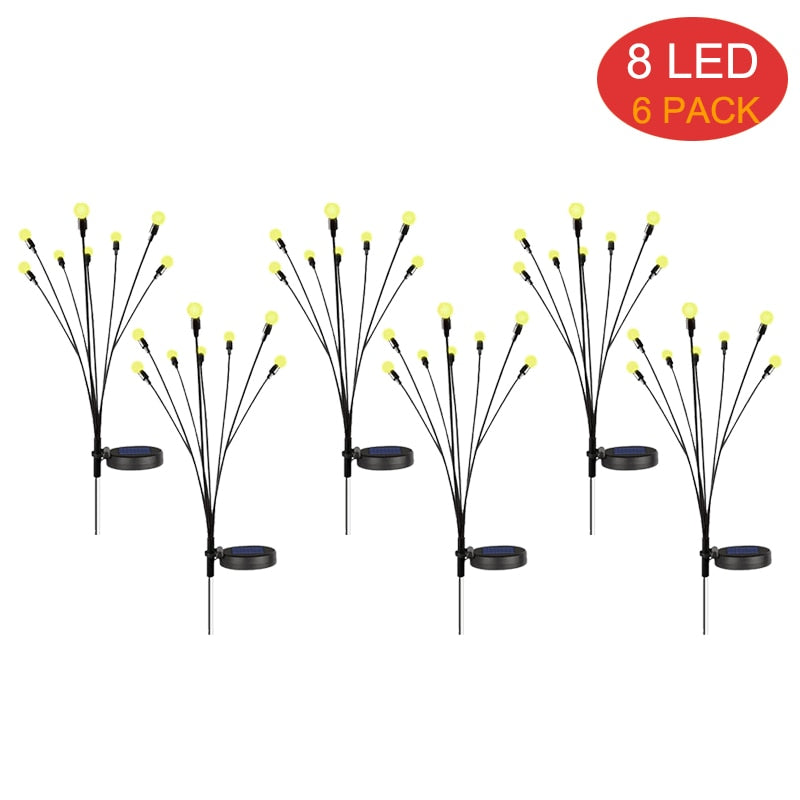 8Pack Solar Firefly Lights 10LED Solar Garden Lights Outdoor Waterproof Swaying Solar Garden Decorative Lights