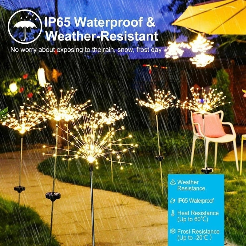 Solar Firework Lights Decoration Solar Garden Fairy Lights Waterproof DIY Dandelion Landscape Christmas Outdoor Decor Lawn Lamp