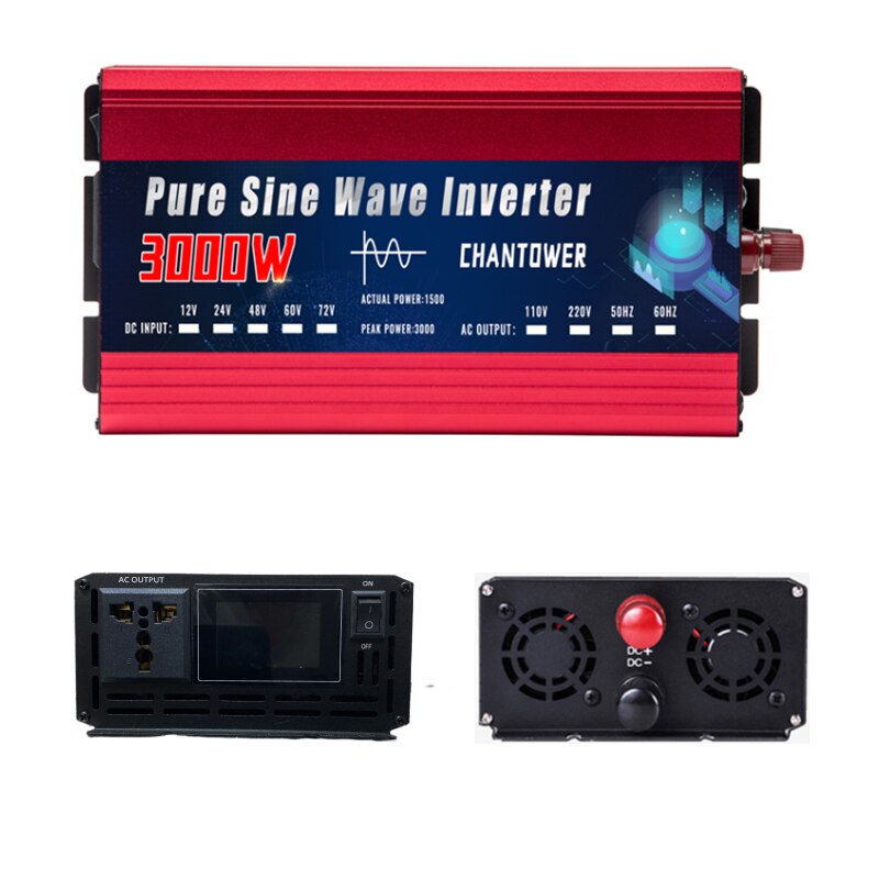 Inversor de onda senoidal pura 12V 220V 24/48V para CA 110V/220V 2200W 3000W 4000W Conversor de tensão de energia portátil Inversor solar para carro