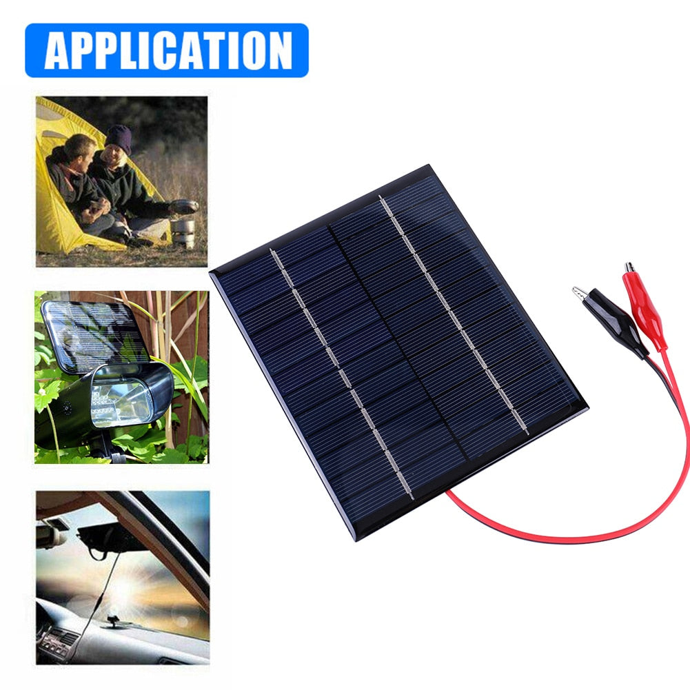 Painel solar à prova d'água 5W 12V ao ar livre DIY Carregador de células solares Painéis epóxi de polissilício 136x110MM para ferramenta de carregamento de bateria de 9-12V