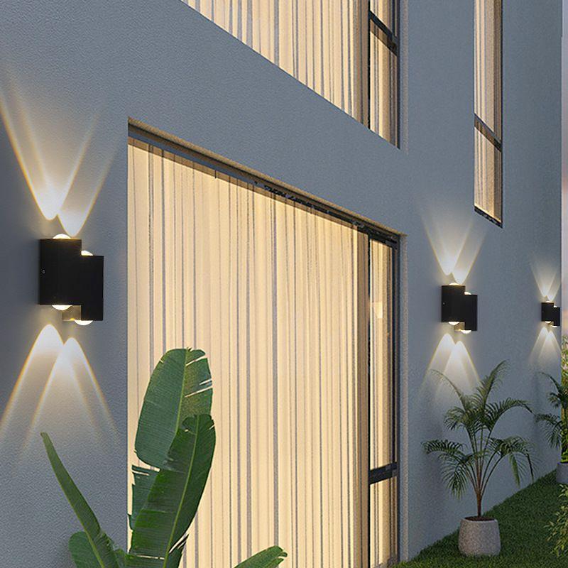 Außenwandleuchte aus Aluminium, IP65, wasserdicht, LED-Beleuchtung, Auf- und Ablicht, Hofgarten, Villa, Wandleuchte, Doppelkopf, 90–260 V