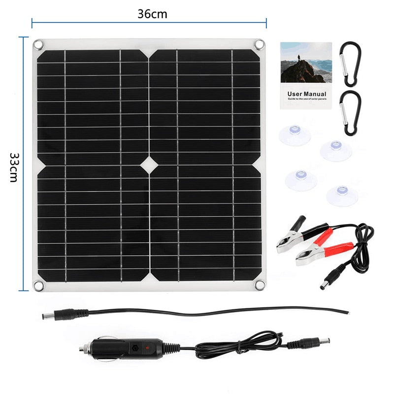 18V 100W Solar Panel Dual USB With Controller Portable Power Bank Solar Charger for Smartphone Charger Camping Car Boat RV