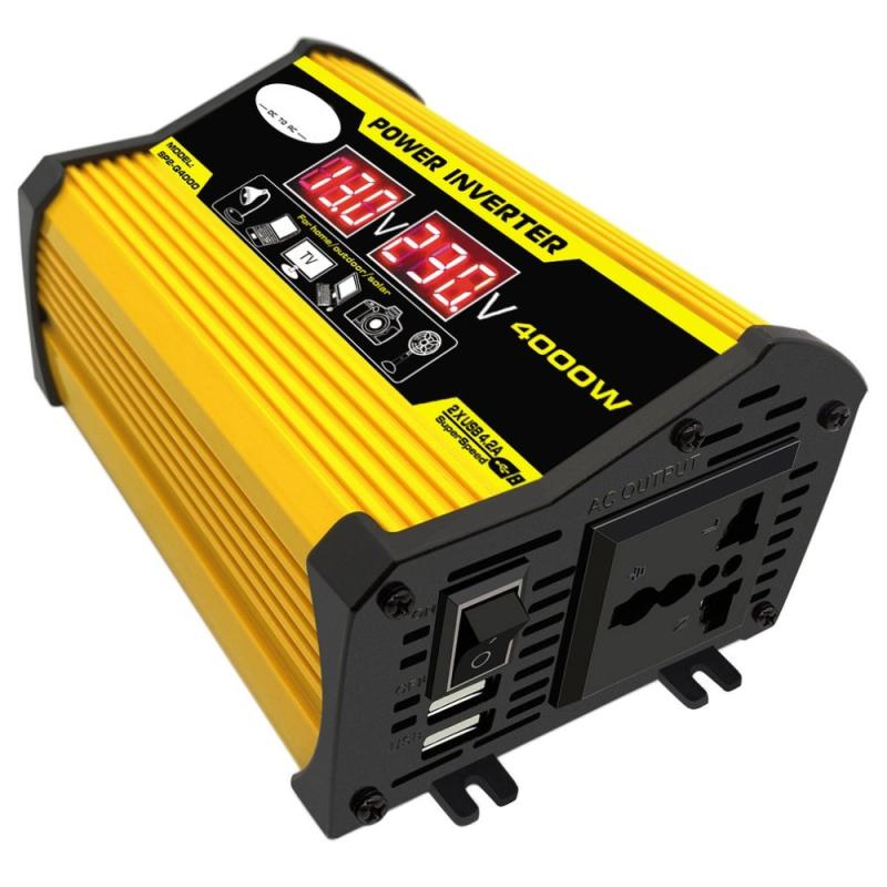 Peak 4000W Power Inverter 12V to 110V 220V for Solar Panel Electronic Car Converter Modified Sine Wave 2 USB Fast Charging