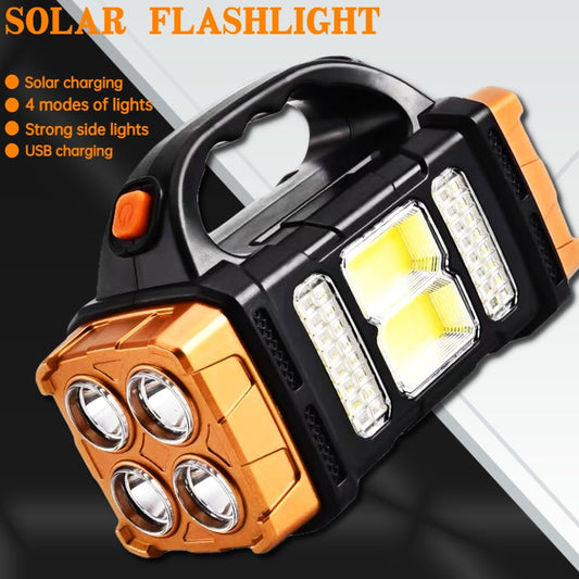 Solar LED Flashlight Portable USB Rechargeable Flashlight Waterproof  COB Torch Light  Powerful Solar Light for Camping Hiking