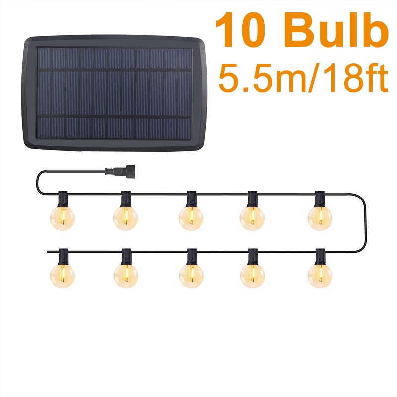 Solar Led Light Outdoor Garden Decoration Street Garland String Light G40 Bulb Waterproof Christmas Fairy Lamp For Country House