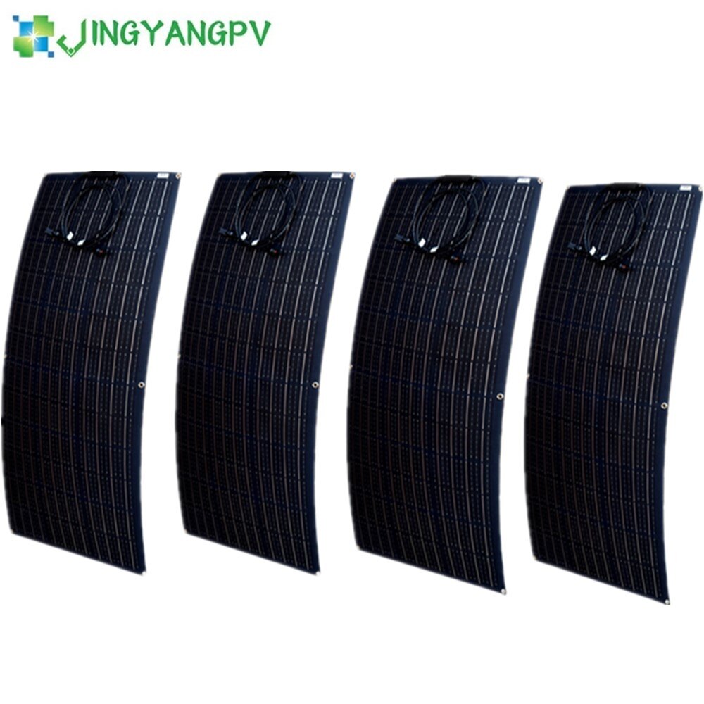 Painel solar 300 W 400 W 200 W 100 W Etfe Painéis solares flexíveis Célula solar monocristalina 12 V/24 V Carregador de bateria 1000 W Kits de sistema