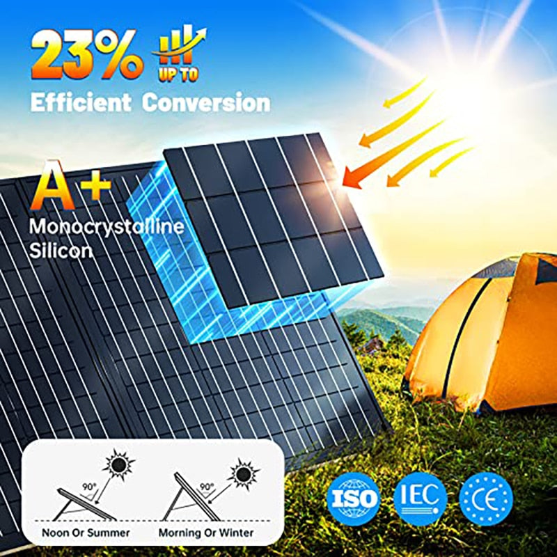 Pannello solare esterno 100W 12v 18v Caricabatterie portatile QC 3.0 PD DC Power Bank per campeggio domestico Viaggi in camper Batteria al litio a ciclo profondo