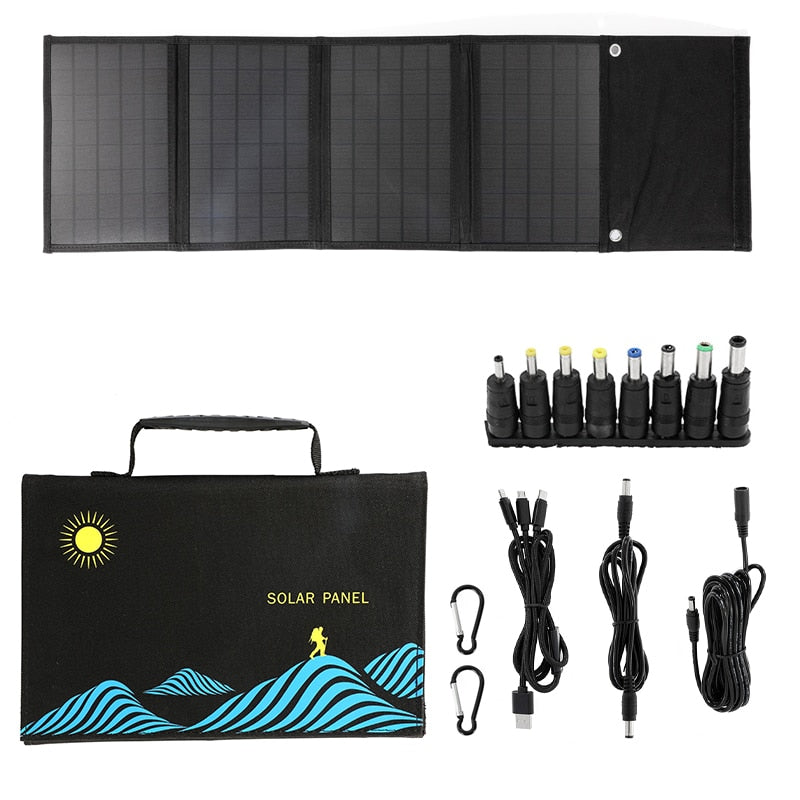100W Solar Panel Folding Bag USB+DC Output Solar Charger Portable Foldable Solar Charging Device Outdoor Portable Power Supply