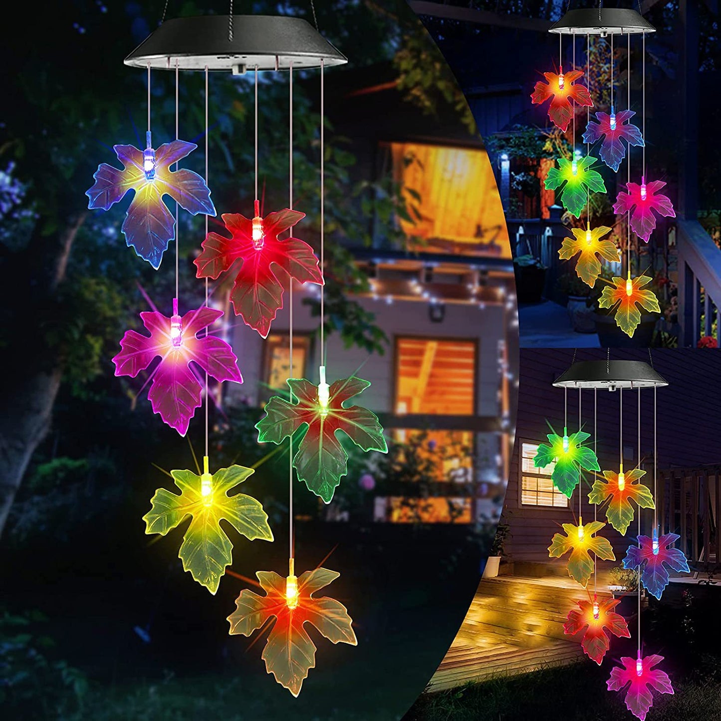 New Solar Power Wind Bells Chime Crystal Ball Hummingbird Butterfly Dragonfly Waterproof Outdoor Light for Patio Yard Garde