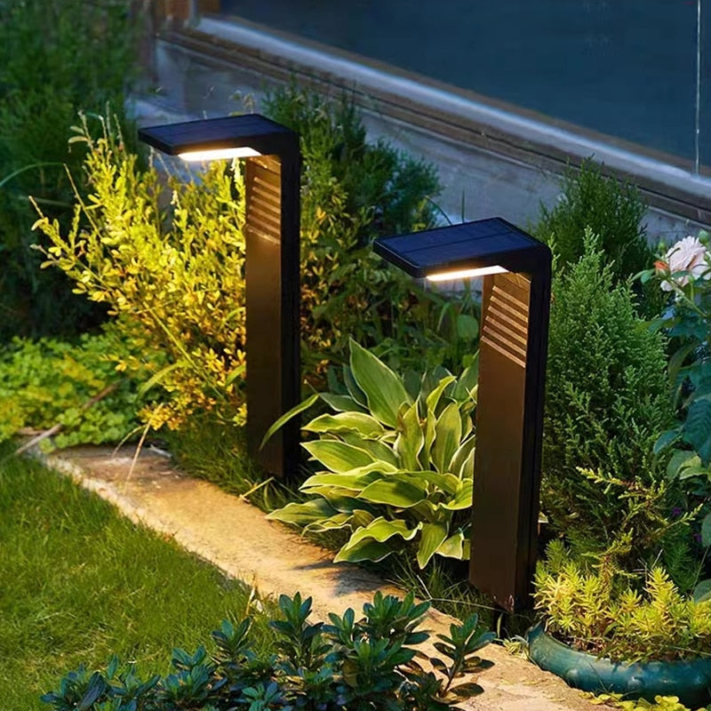 Luzes solares de jardim ao ar livre à prova d'água LED luz decoração caminho paisagem poste de amarração luzes solares do gramado para passarela quintal