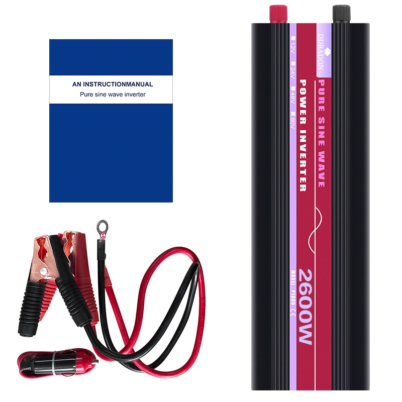 Inversor de onda senoidal pura 1000 W 1600 W 2000 W DC 12 V AC 220 V 50 Hz Inversor de energia plugue UE Conversor de carro para casa Energia solar