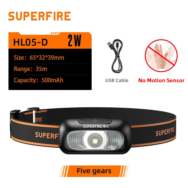 Best SupFire HL05 Mini LED Headlamp With Motion Sensor USB Rechargeable For Camping Fishing Bicycle Head Light flashlight