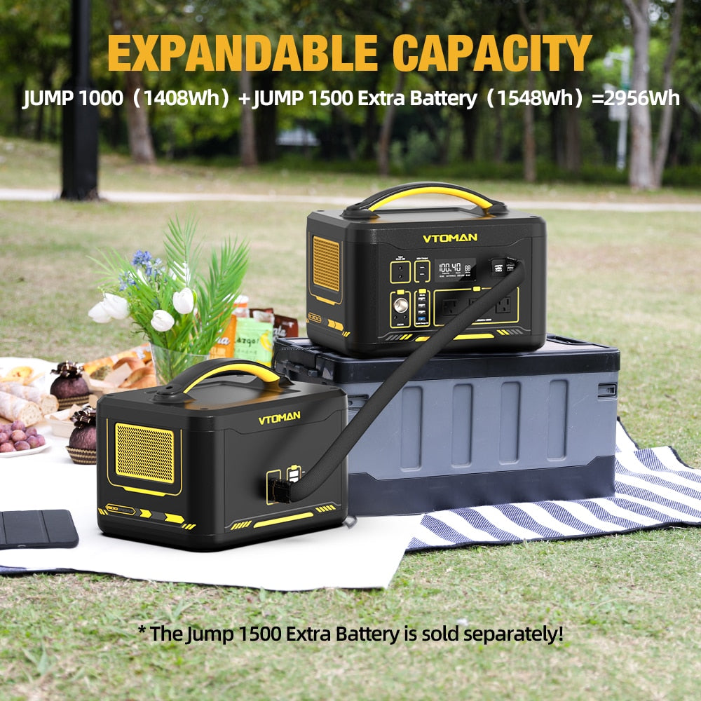 VTOMAN JUMP 1000 Portable Power Station 1408Wh Solar Generator 1000W Constant-Power LiFePO4 Battery For Outdoor Camping Home RV