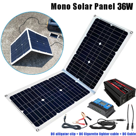 Mono Solar Panel 36W DC alligator clip DC Cigarette