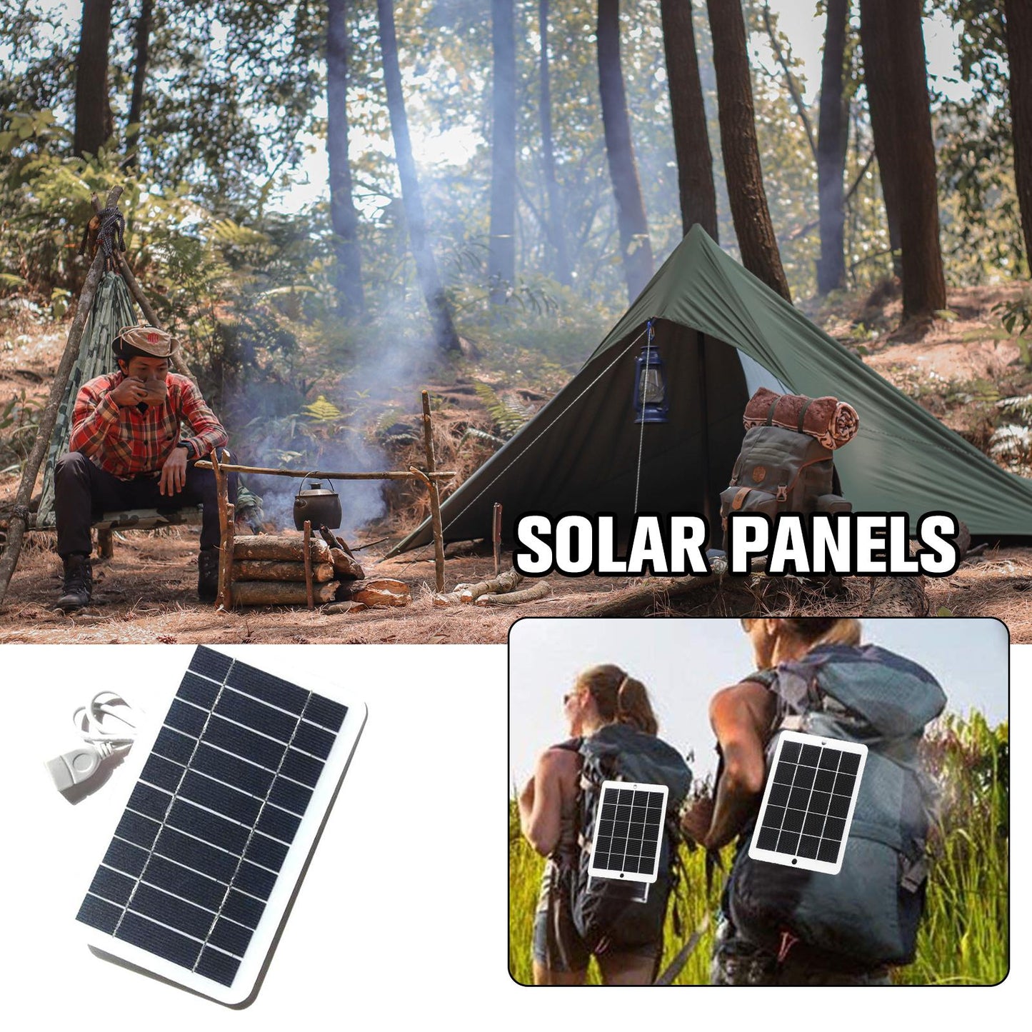 Caricatore del pannello solare USB 5V 2W 400mA Uscita pannello solare portatile Sistema solare portatile esterno USB per caricabatterie per telefoni cellulari