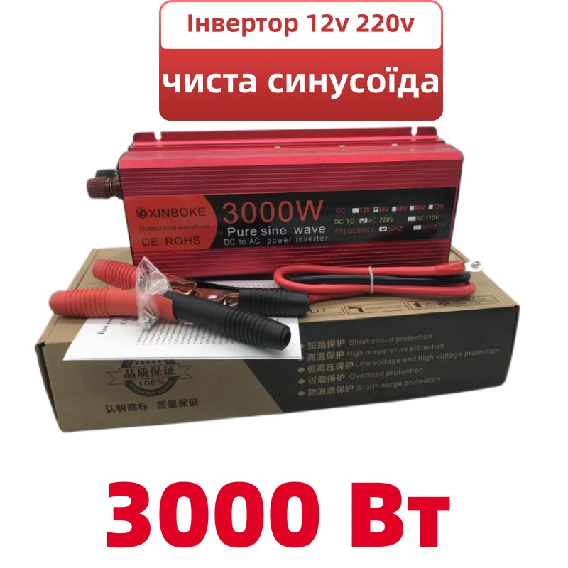Inversor de onda sinusoidal pura 12 V/24 V/48 V/60 V a CA 110 V 220 V 3000/2200/2000/1000 W transformador de voltaje convertidor de potencia inversor Solar