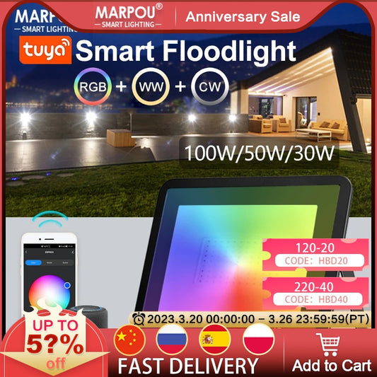 TUYA RGB christmas lights Outdoor led projector IP66 waterproof foco led 220v 100W 50W 30W outdoor lighting for Garden Courtyard