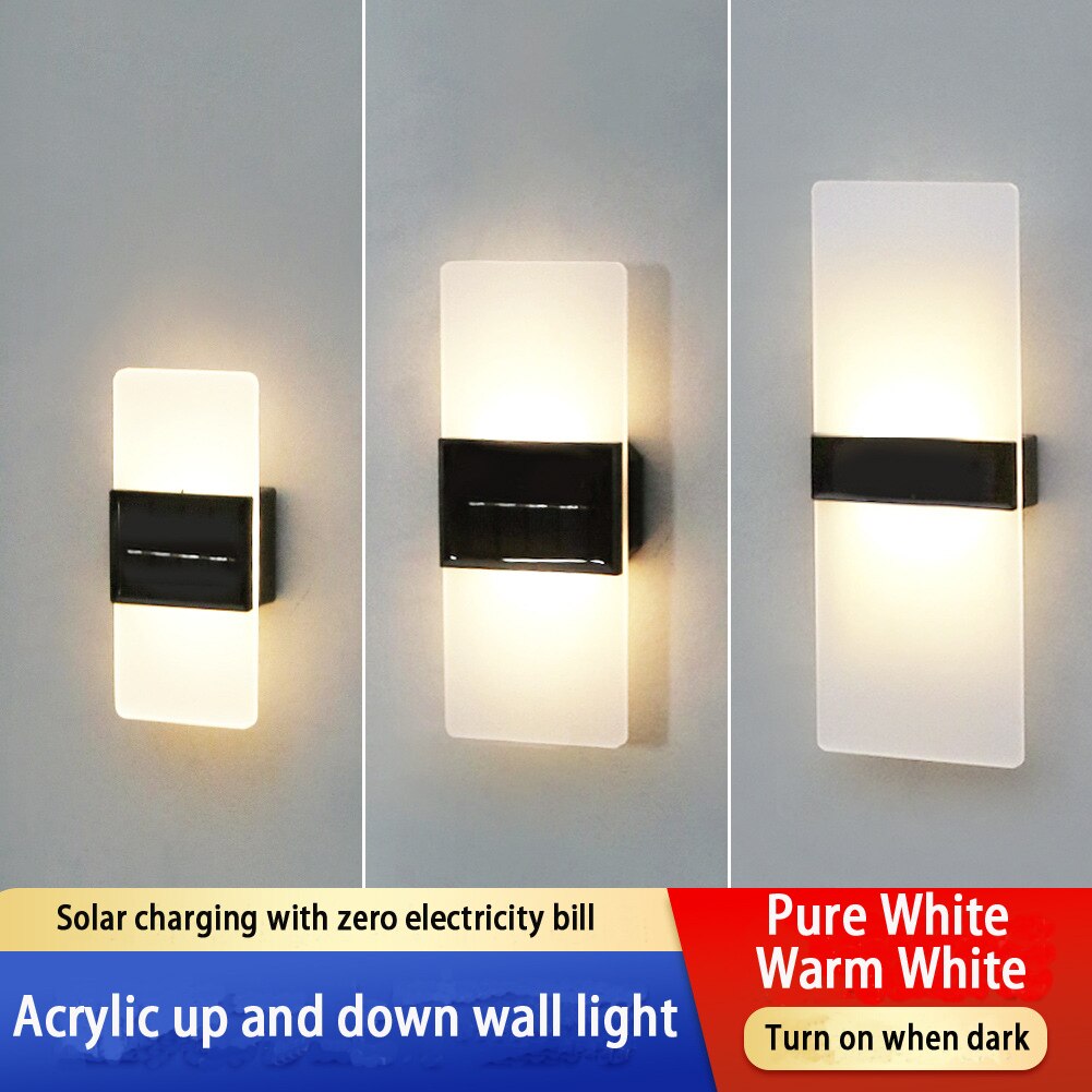 LED-Solar-Wandleuchten, 5 W, für den Außenbereich, wasserdicht, Sicherheits-LED-Beleuchtung, reinweiße und warmweiße Farblampe mit 3 Jahren Garantie