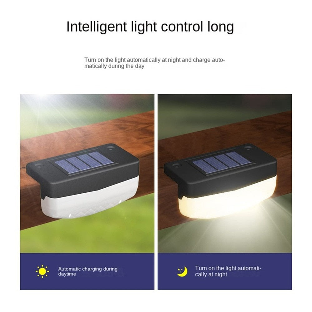 Luz LED Solar para escalera, resistente al agua, para exteriores, jardín, paso, patio, terraza, barandilla, luz de paso, luz de paisaje, IP65, resistente al agua