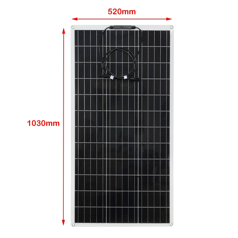 300W ETFE Semi-flexible 18V Solar Panel Waterproof Solar Cell Charger Battery for Camping Home Car Off Grid 12 Volt System