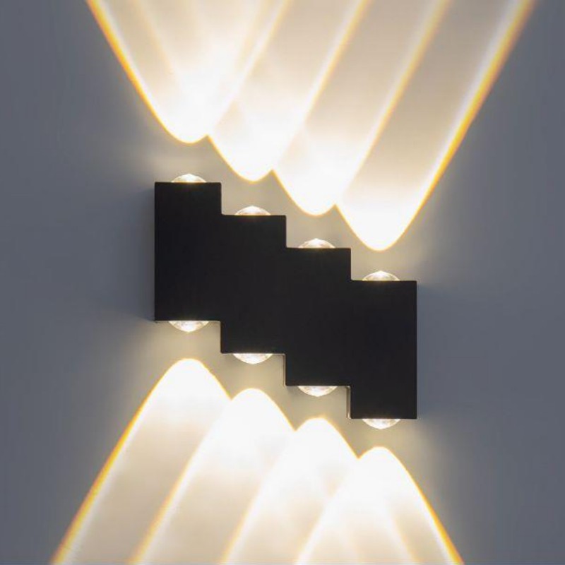 Außenwandleuchte aus Aluminium, IP65, wasserdicht, LED-Beleuchtung, Auf- und Ablicht, Hofgarten, Villa, Wandleuchte, Doppelkopf, 90–260 V