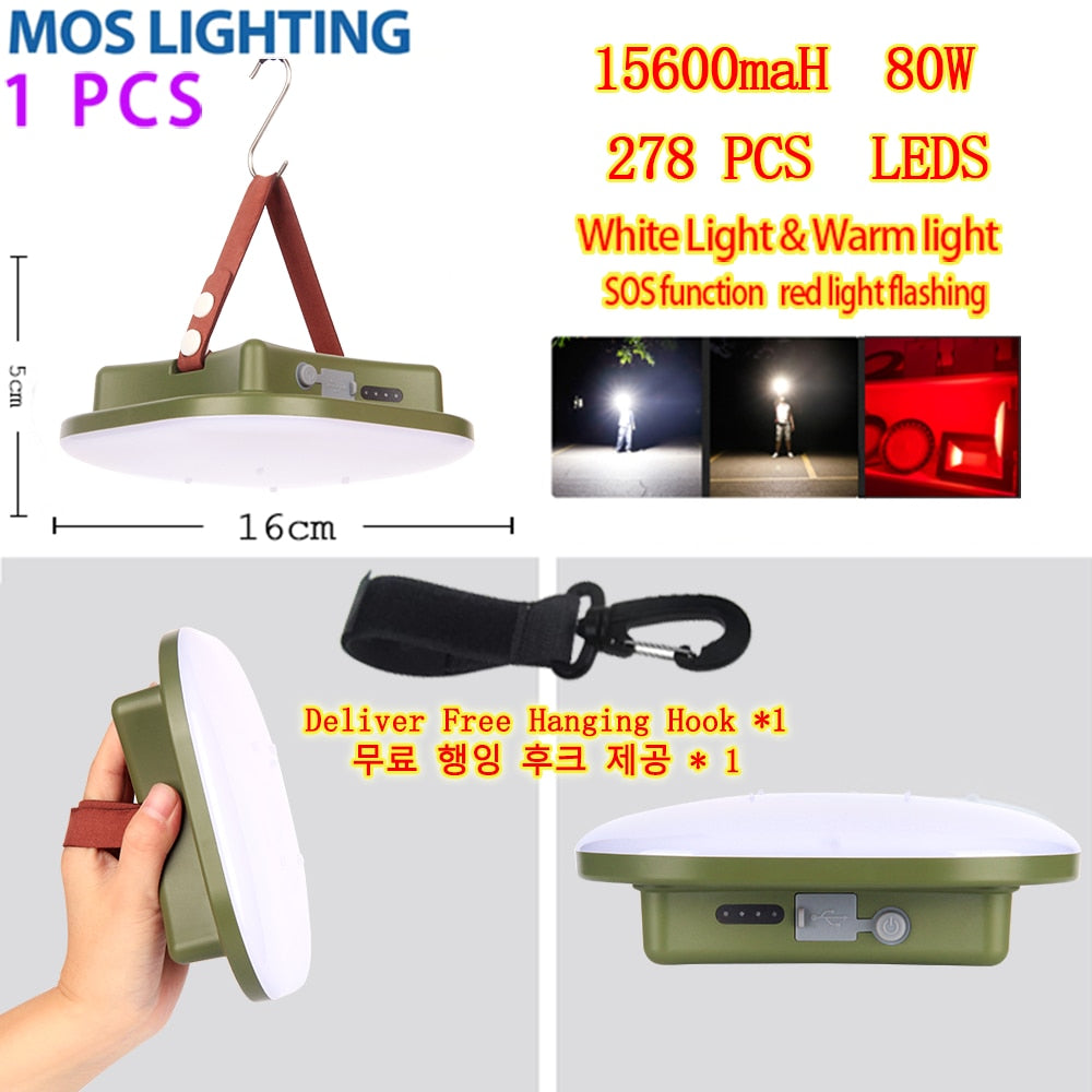 New Upgraded 15600maH Rechargeable LED Camping Strong Light with Magnet Zoom Portable Torch Tent Light Work Maintenance Lighting