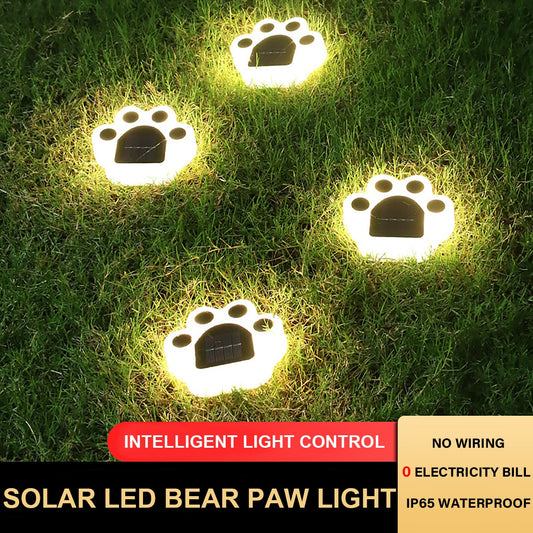 Solar LED Light Bear Paw Lamp Outdoor Waterproof Garden Decoration Landscape Atmosphere Buried Lights