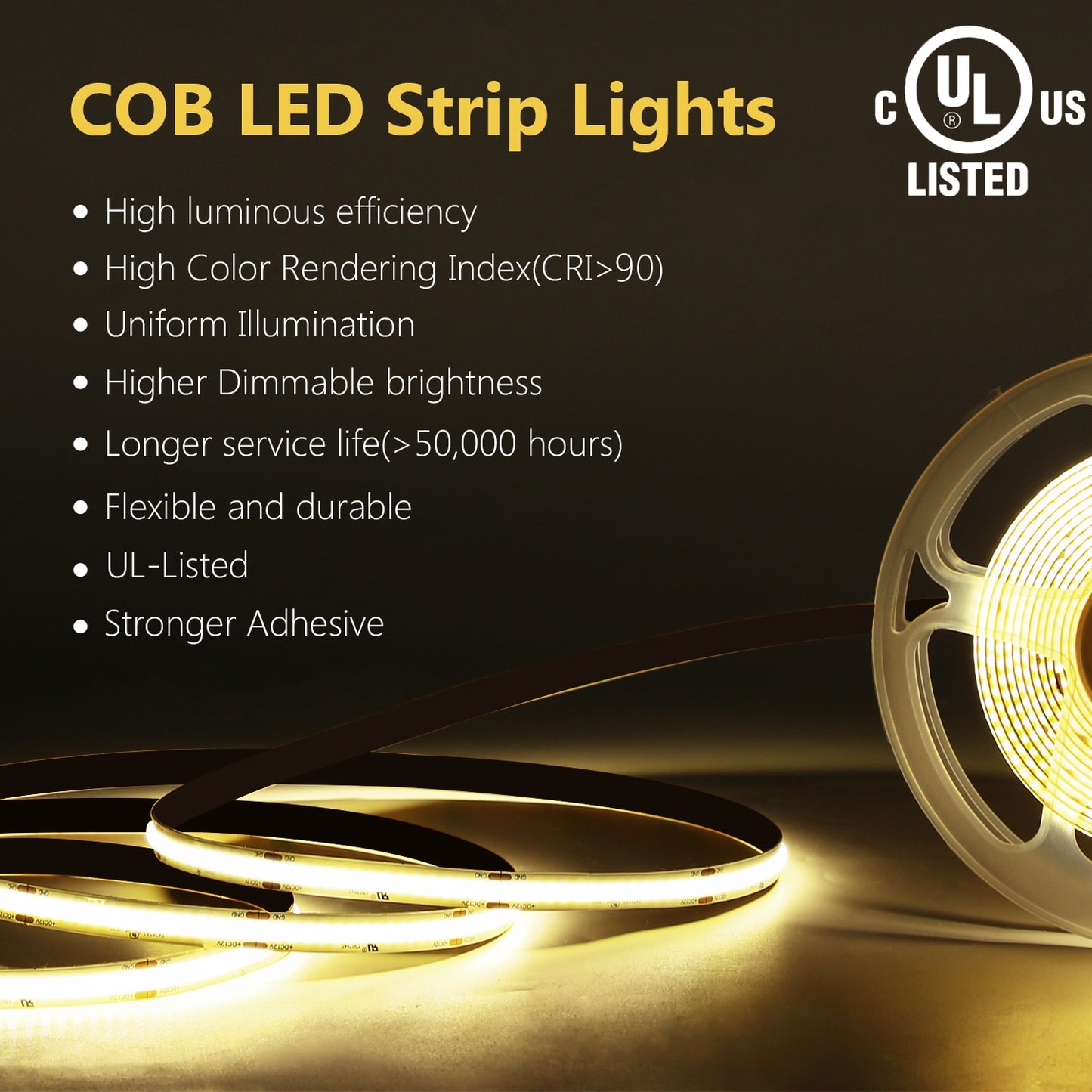 PAUTIX COB LED Strip Light High Density 320 480 LEDs 12V/24V Flexible LED Strip Warm Nature Cool White RA90 Linear Dimmable